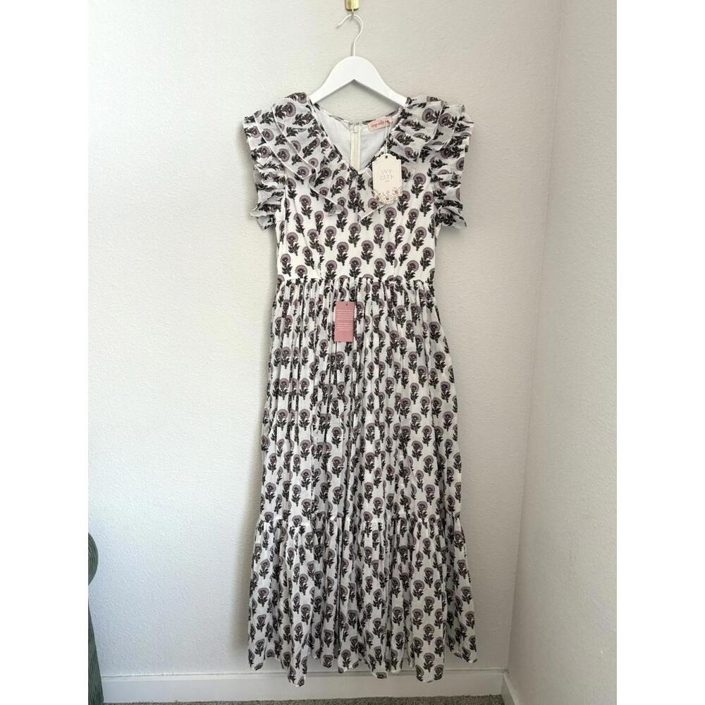 Ivy City Co NWT Women’s 2 Majorie Block Print Bohemian Ruffle Maxi Dress